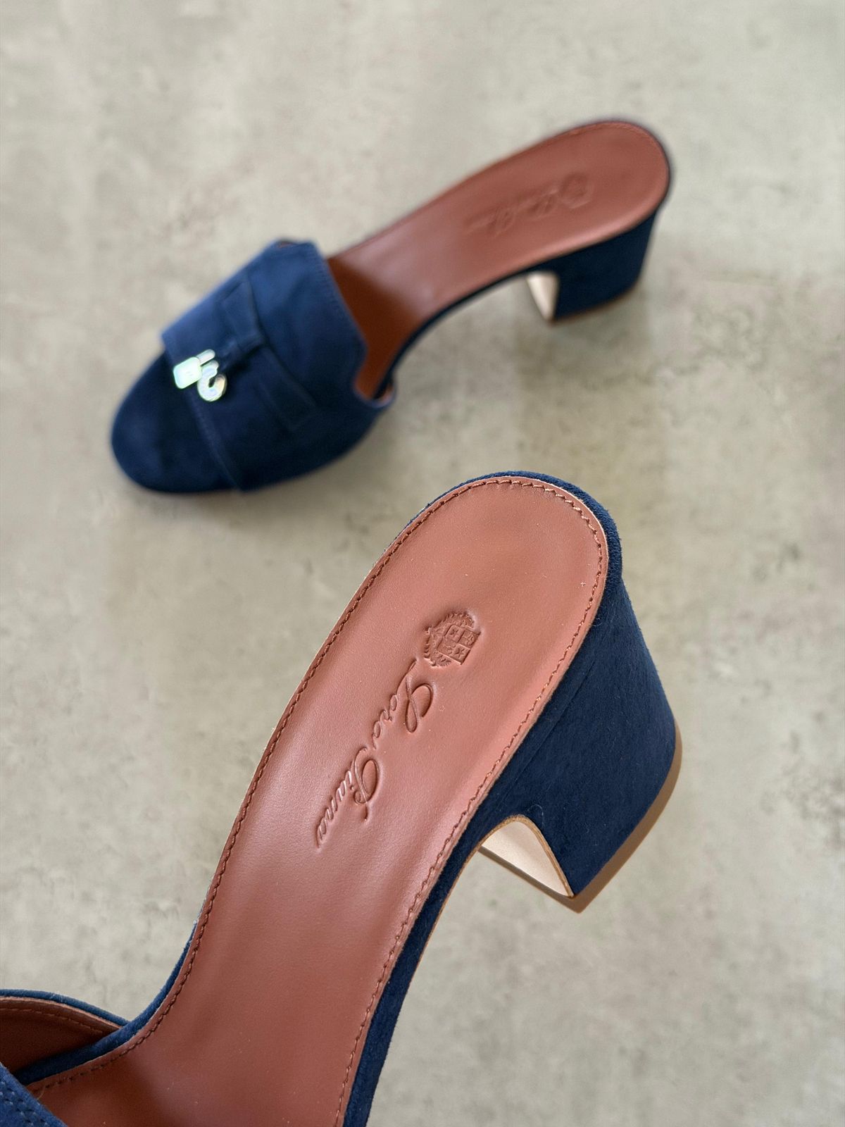 Loro Piana Navy Blue Suede Summer Charms - 2
