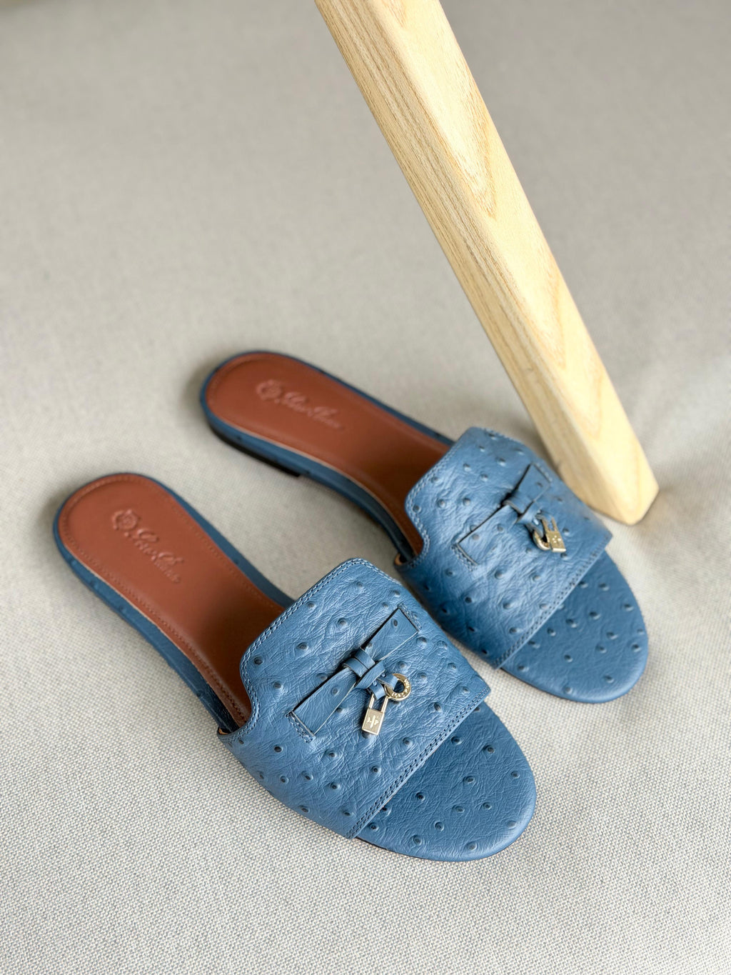 Loro Piana Summer Charms Sandal Flats Ostrich Leather - 4
