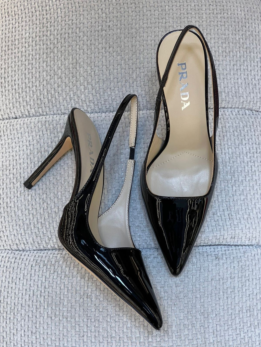 Prada Black Logo Slingback Pumps - 2
