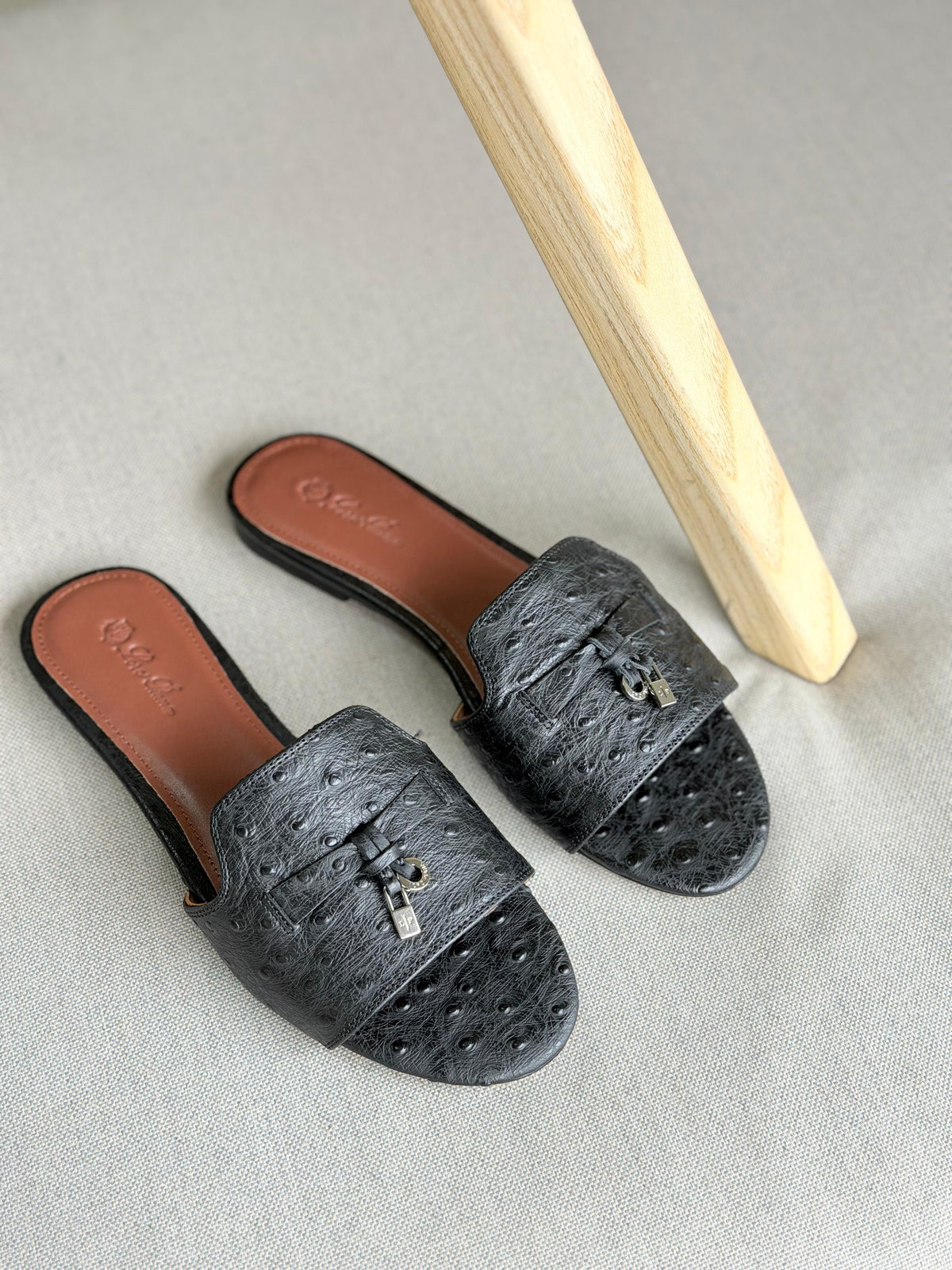 Loro Piana Summer Charms Sandal Flats Ostrich Leather - 6