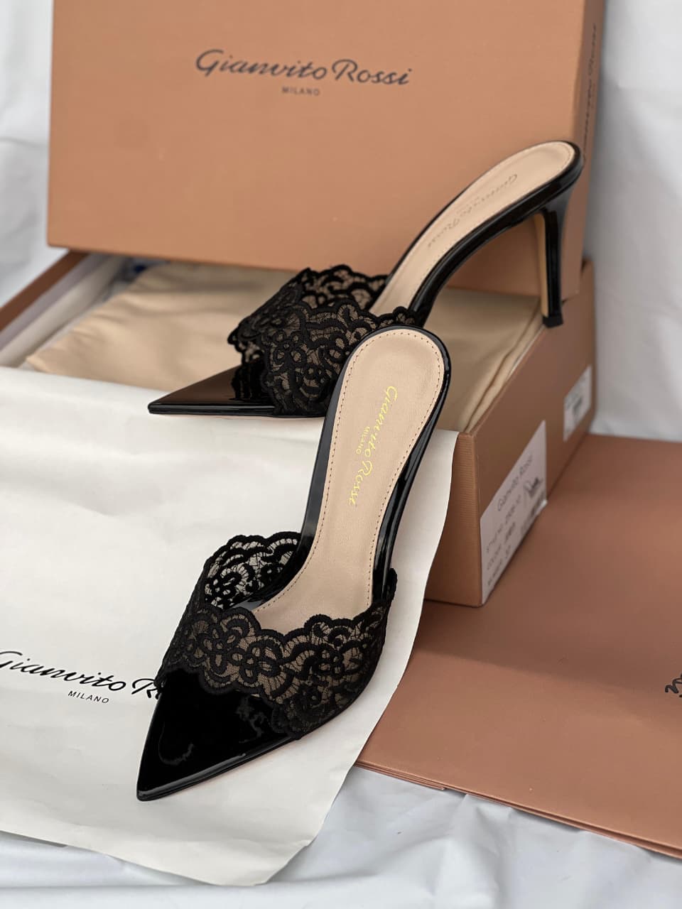 Gianvito Rossi Yvonne 85 Lace Mules