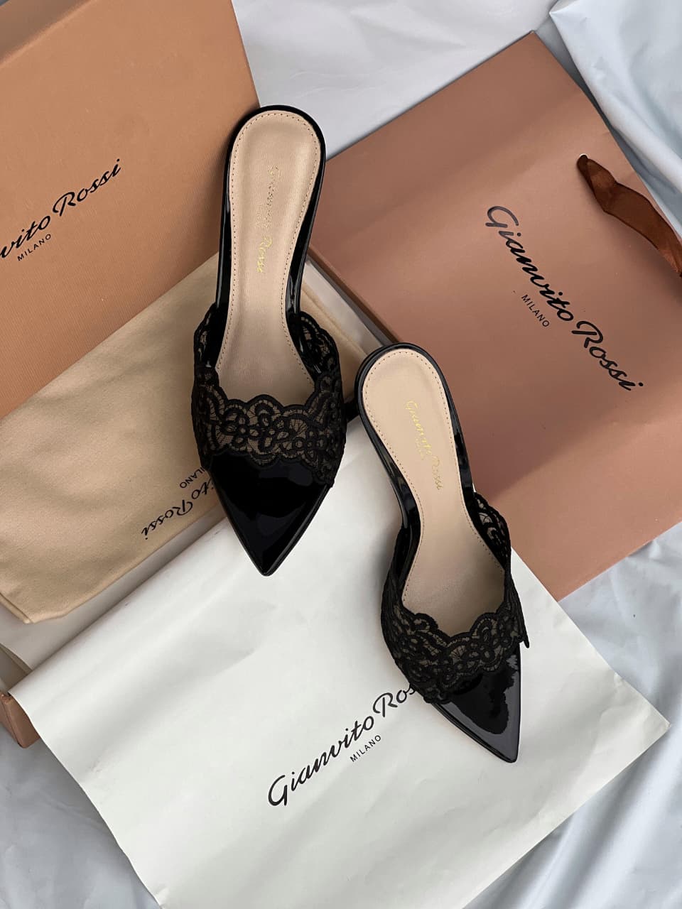 Gianvito Rossi Yvonne 85 Lace Mules - 2