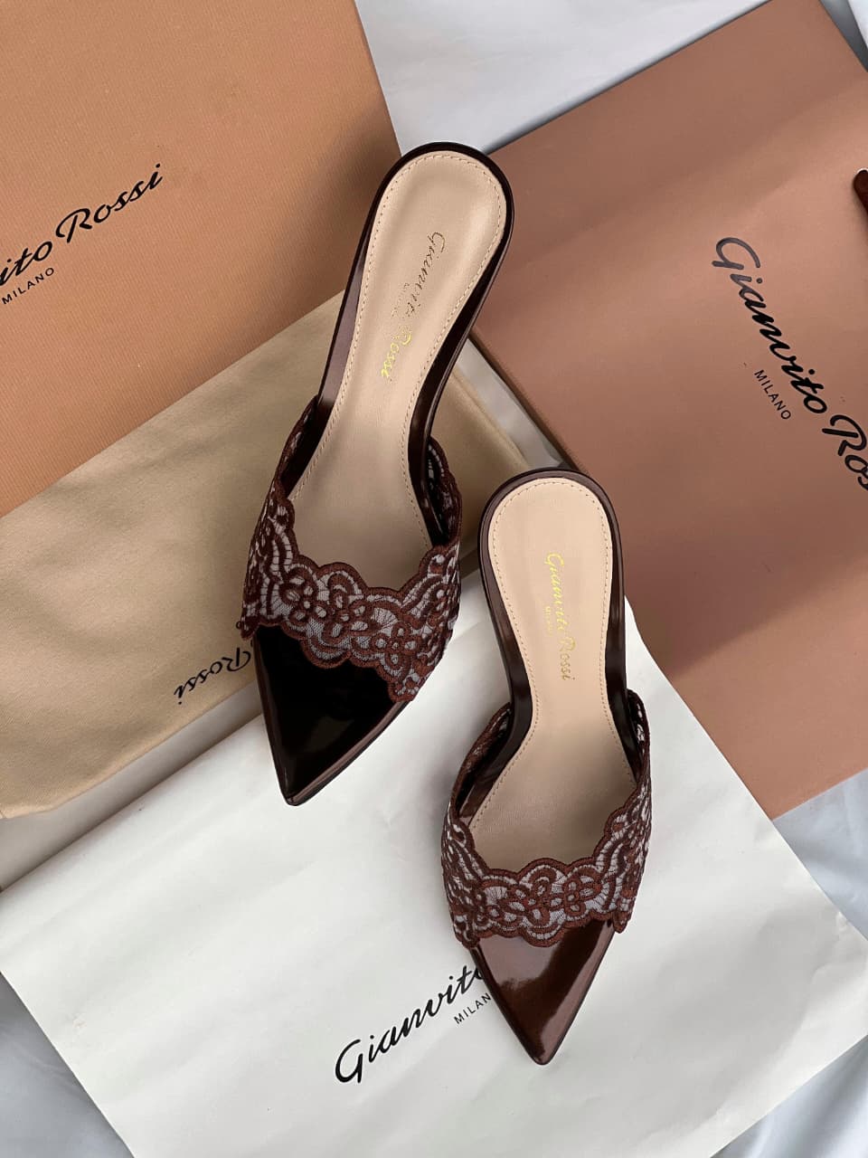 Gianvito Rossi Yvonne 85 Lace Mules - 2