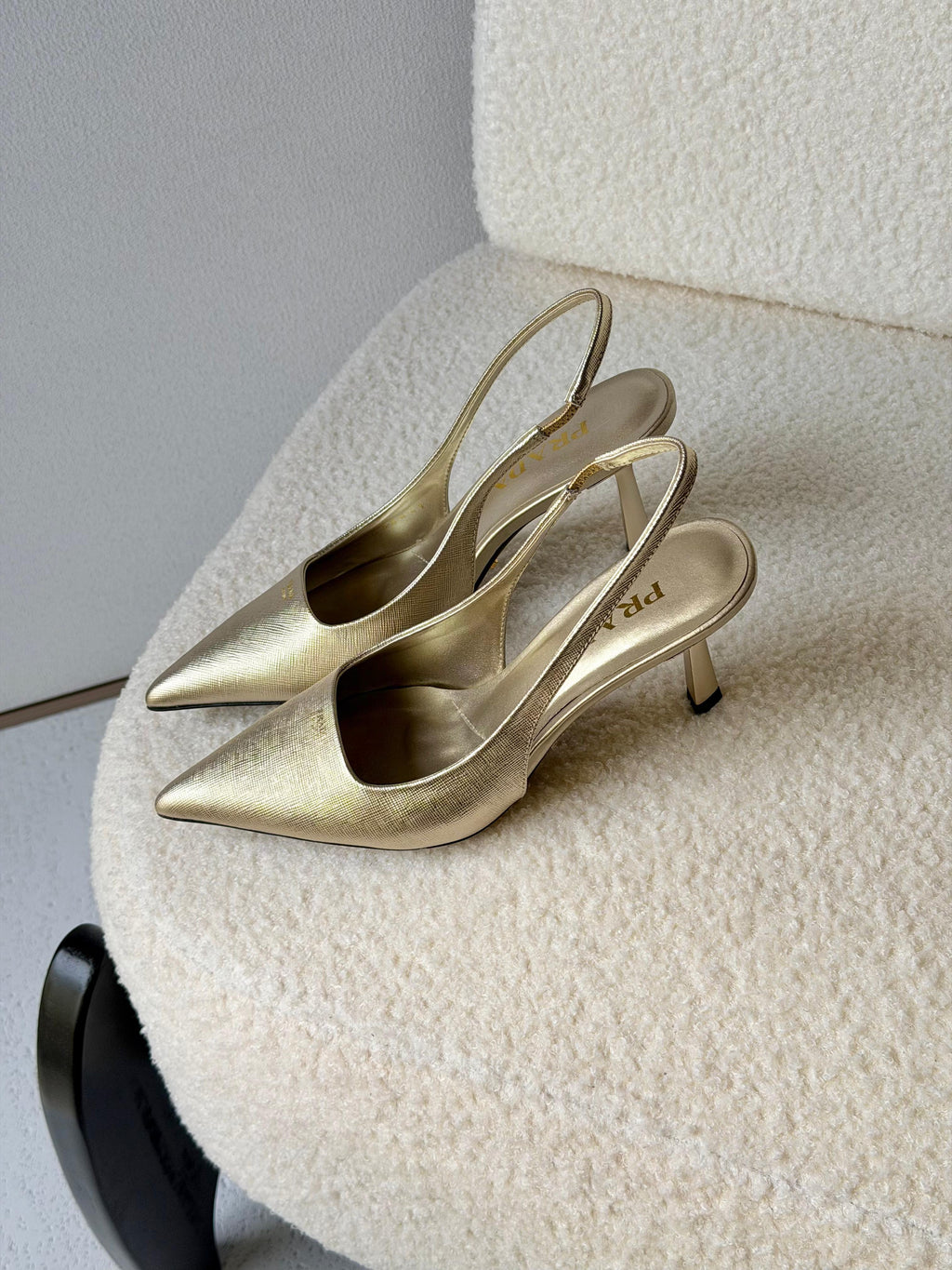 Prada Metallic leather slingback pumps