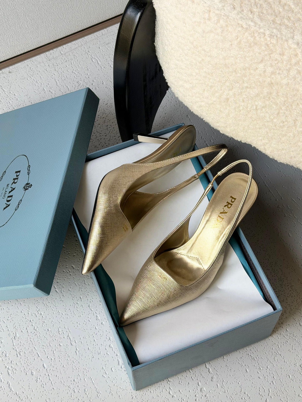 Prada Metallic leather slingback pumps - 6