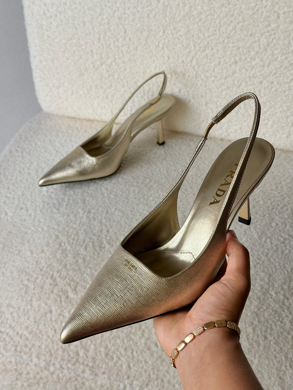 Prada Metallic leather slingback pumps - 5