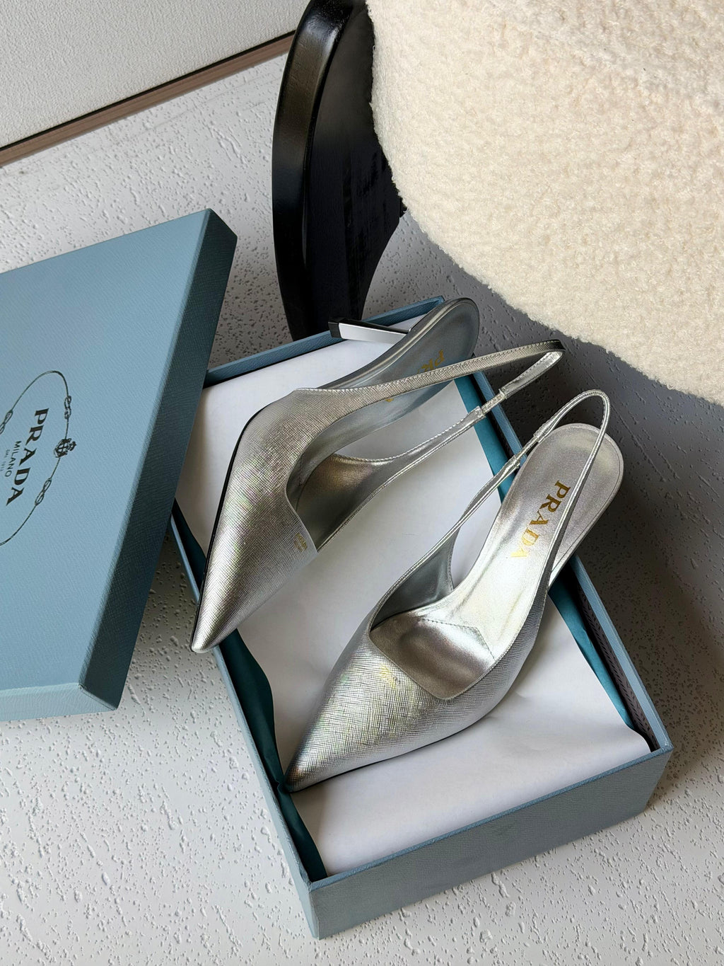 Prada Metallic leather slingback pumps - 3