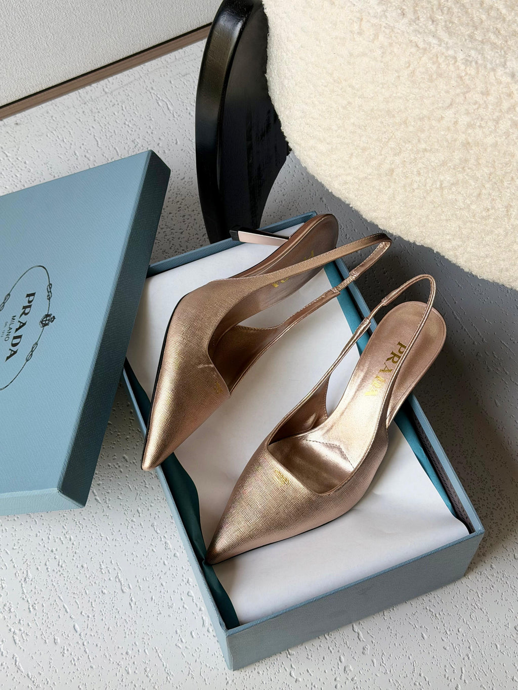 Prada Metallic leather slingback pumps - 7