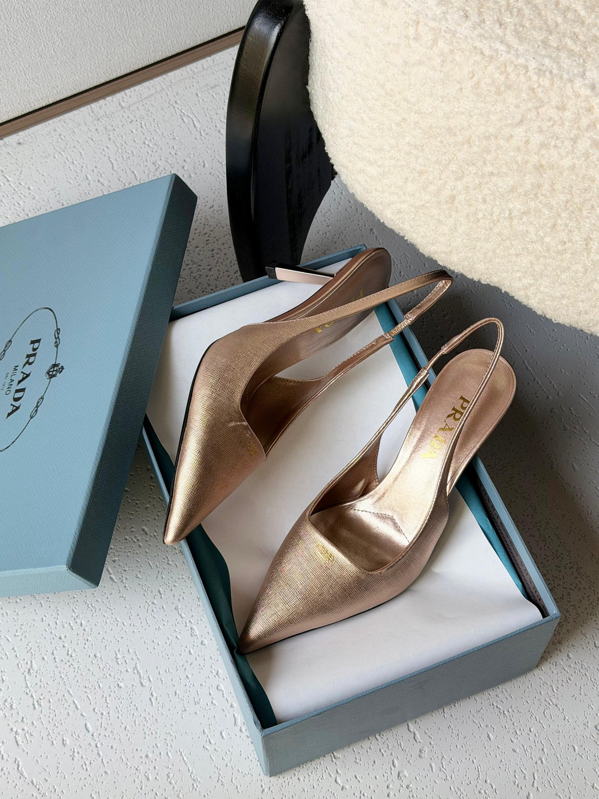 Prada Metallic leather slingback pumps - 7
