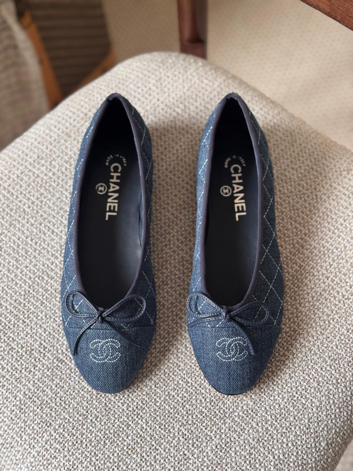 Chanel Ballet Flats in Tweed and Fabric Denim - 2
