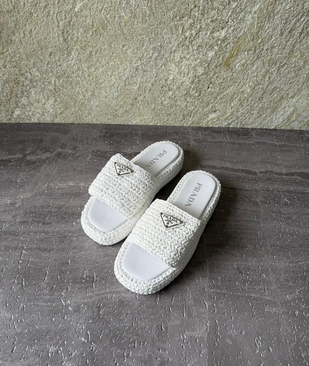 Prada Crochet Flatform Slides - 5