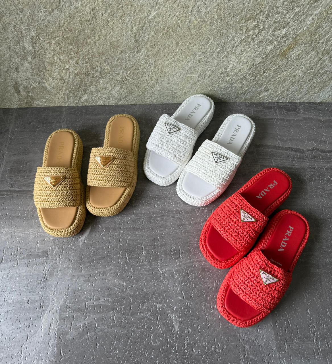 Prada Crochet Flatform Slides - 4