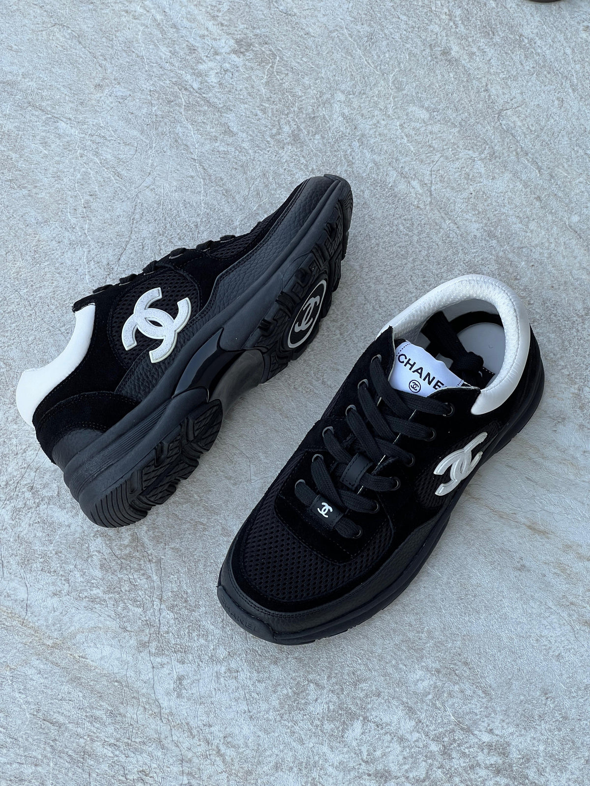 Chanel Trainers In Mesh Suede And Grained Calfskin