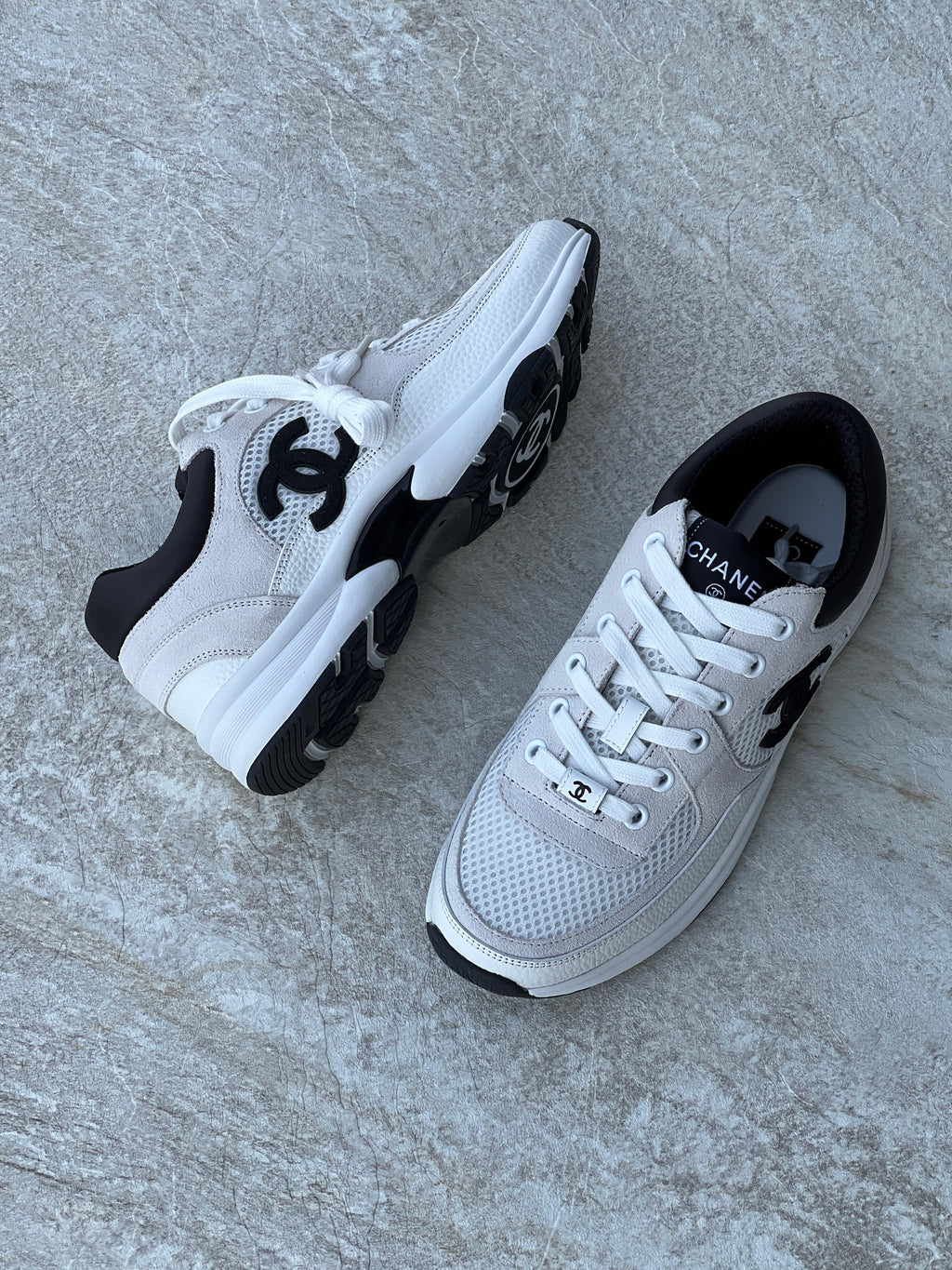 Chanel Trainers In Mesh Suede And Grained Calfskin