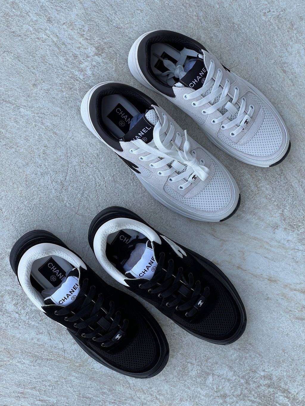 Chanel Trainers In Mesh Suede And Grained Calfskin