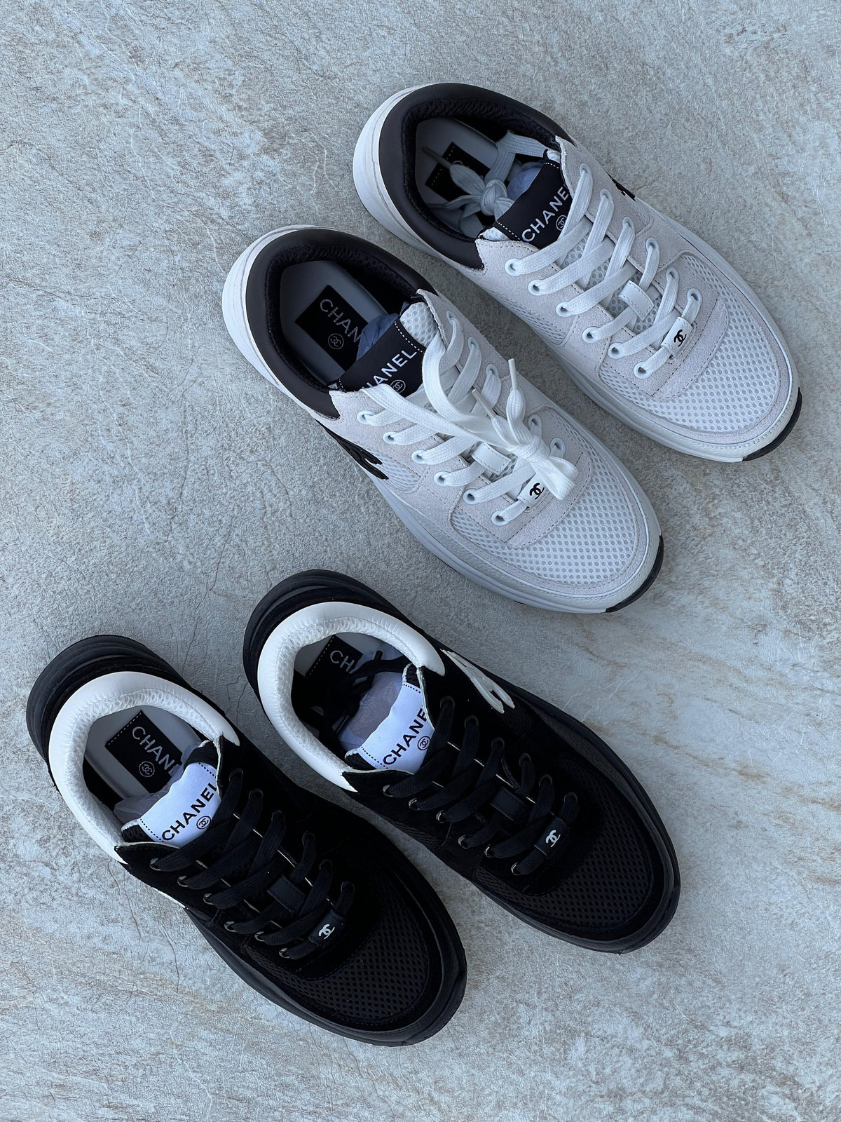 Chanel Trainers In Mesh Suede And Grained Calfskin