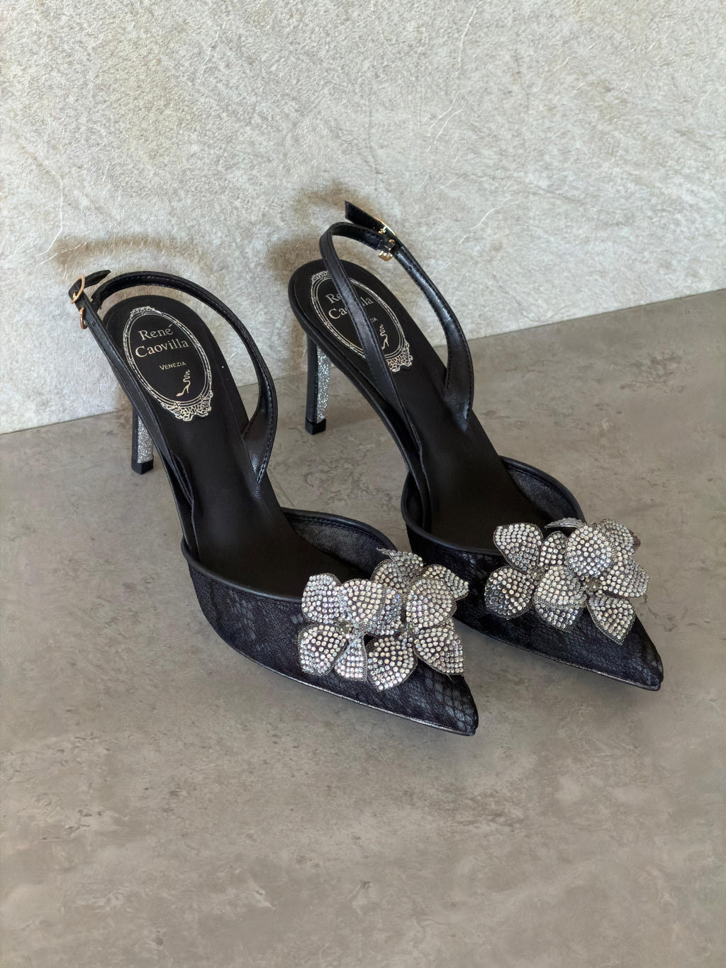 René Caovilla Neutral Peach Flower 80 Sandals - 9