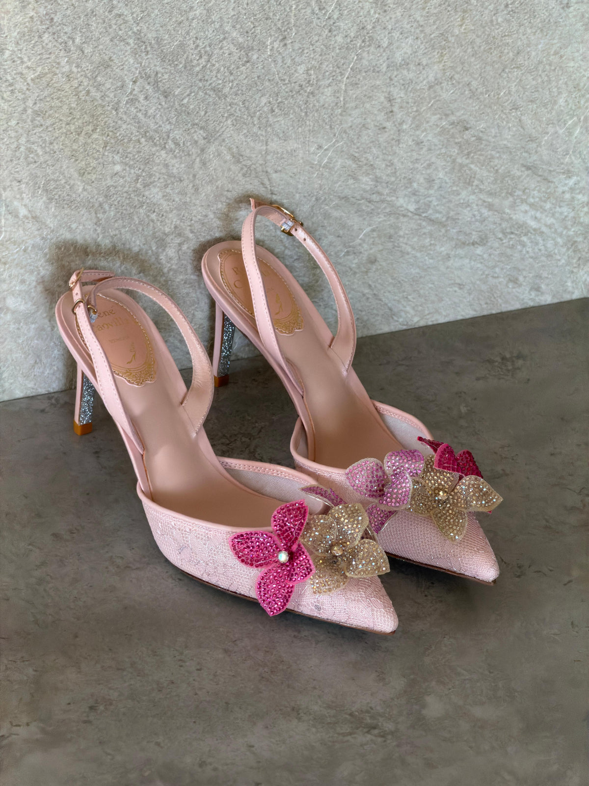 René Caovilla Neutral Peach Flower 80 Sandals - 5