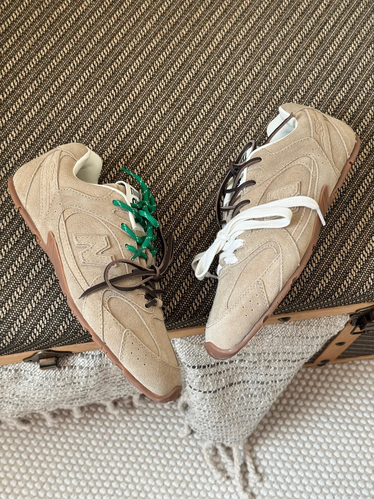 Miu Miu x New Balance 530 SL suede sneakers