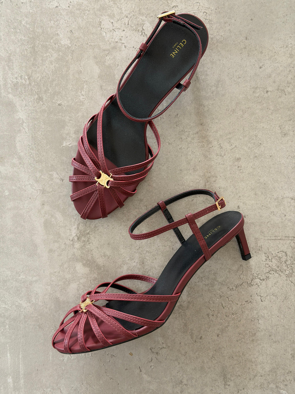 Celine Triumph Women's Red Low Heel Sandal - 2