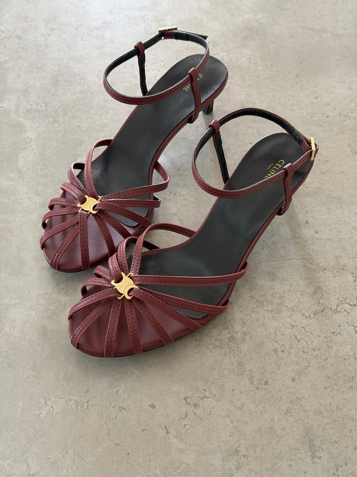 Celine Triumph Women's Red Low Heel Sandal - 3