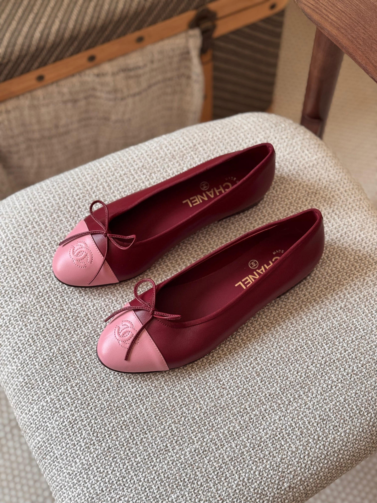 Chanel Ballet flats - Lambskin, burgundy & pink