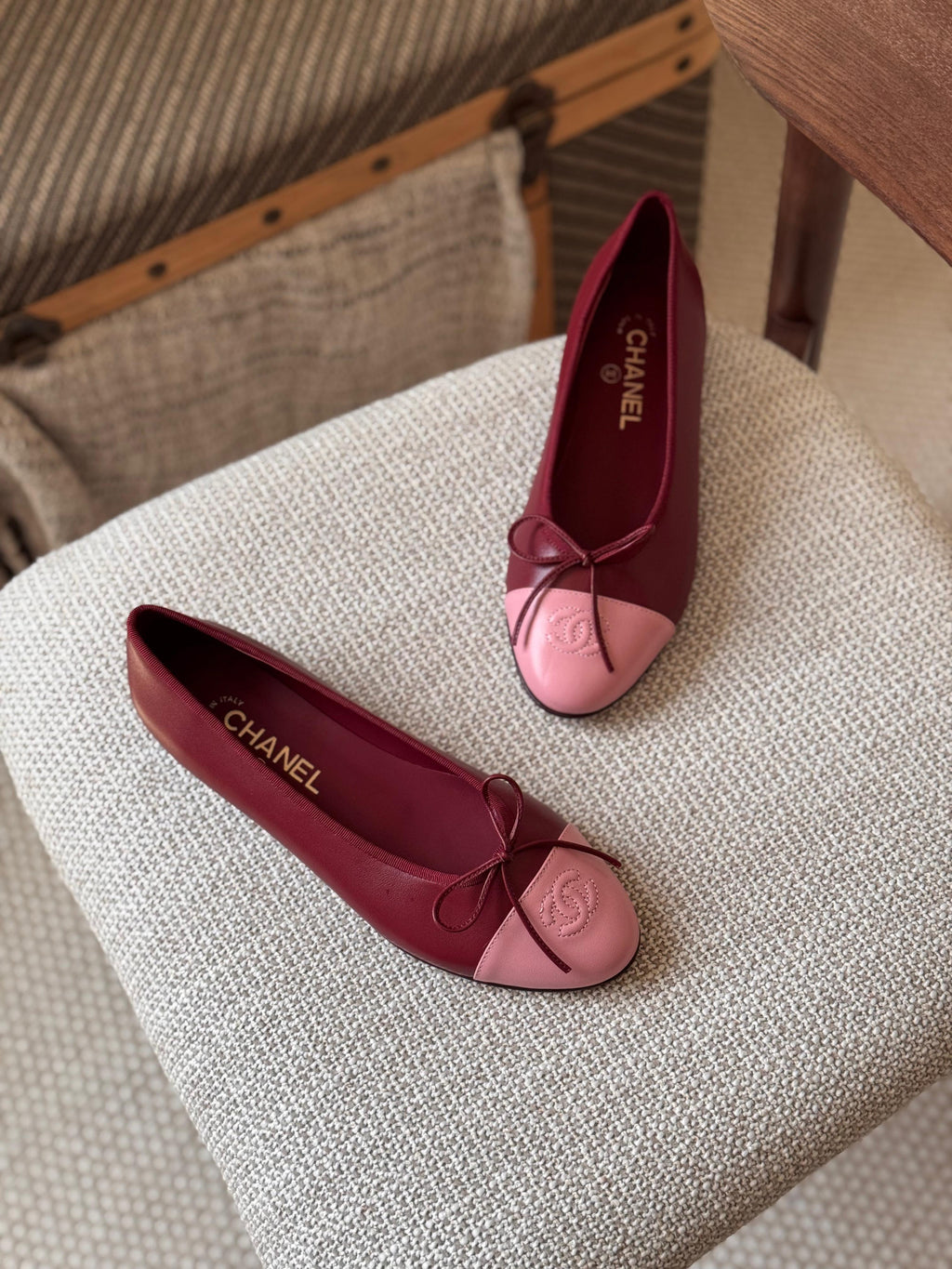 Chanel Ballet flats - Lambskin, burgundy & pink - 3