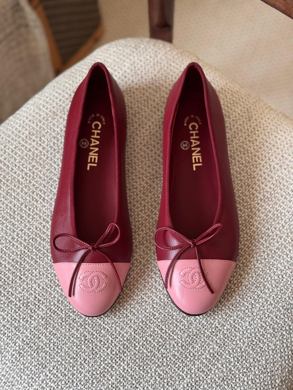 Chanel Ballet flats - Lambskin, burgundy & pink - 2