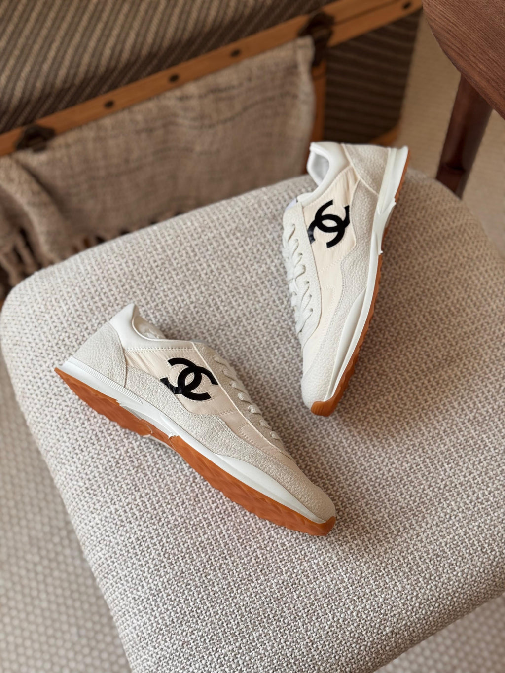 Chanel Trainers in Fabric and Embossed Suede Calfskin