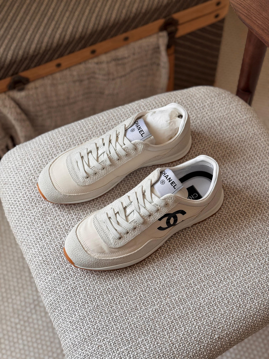 Chanel Trainers in Fabric and Embossed Suede Calfskin