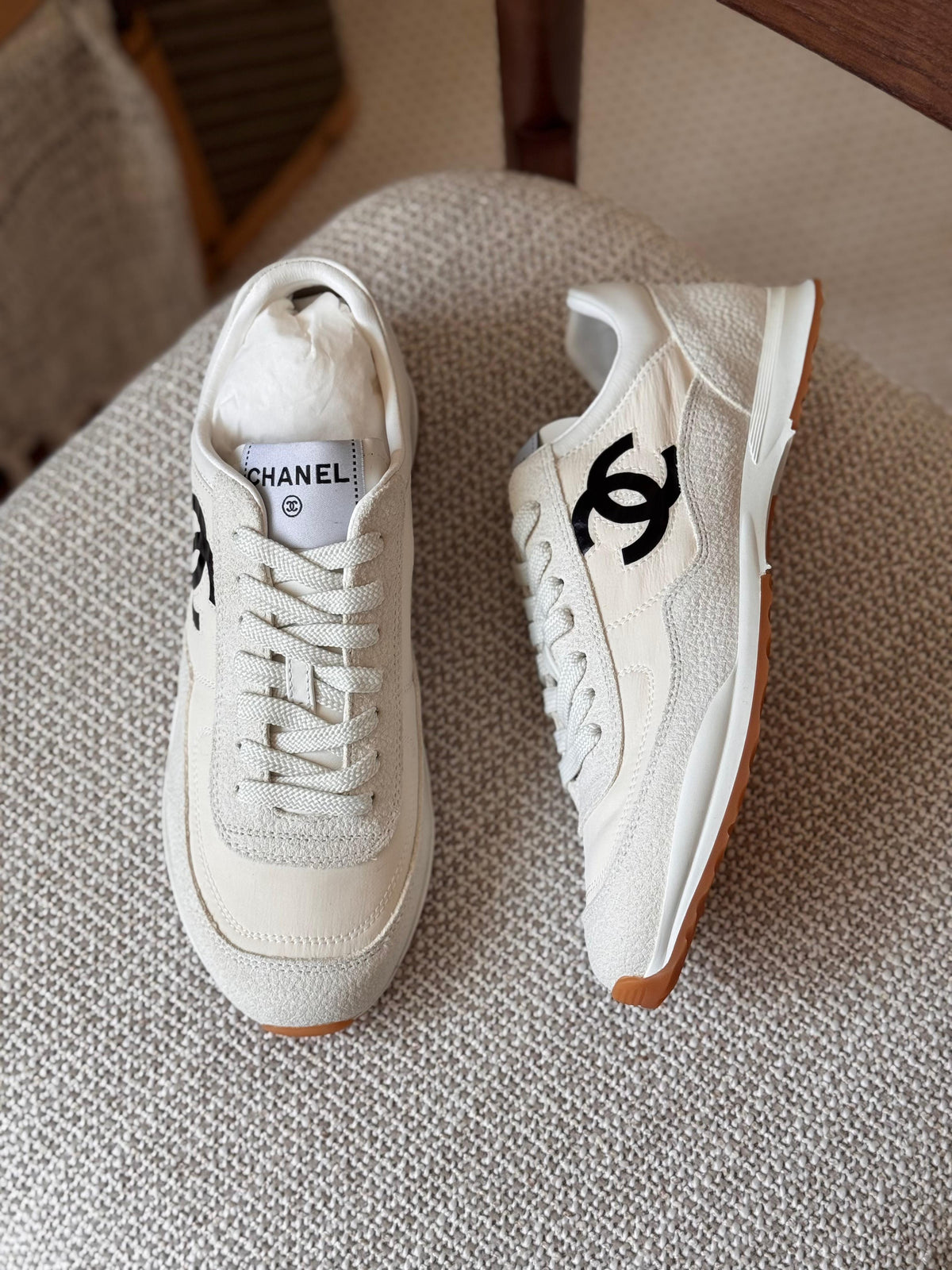Chanel Trainers in Fabric and Embossed Suede Calfskin