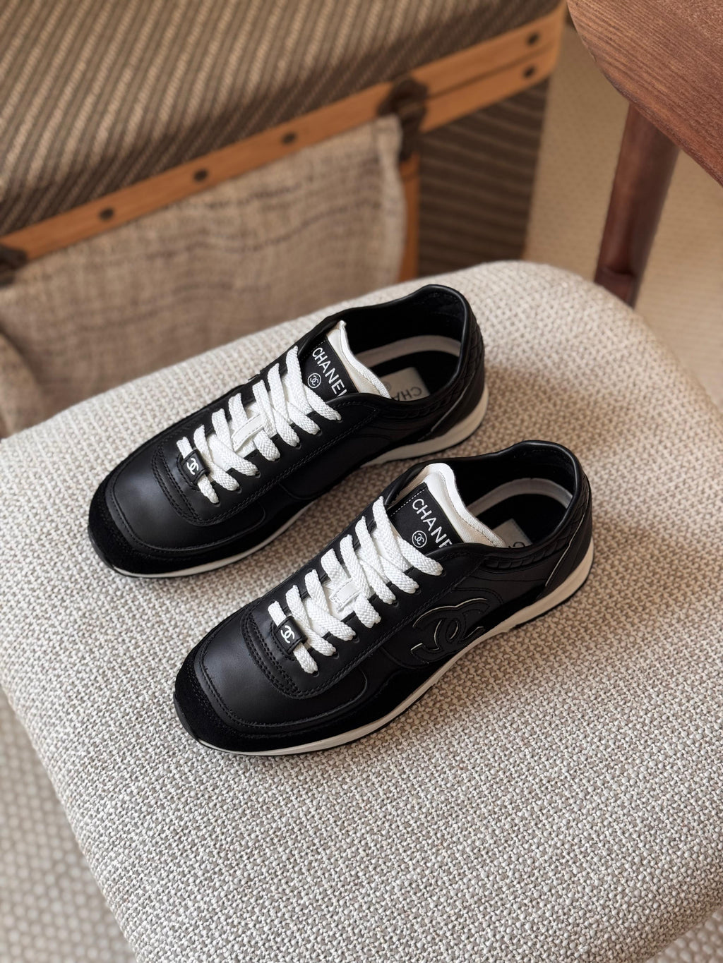 Chanel Trainers in Fabric and Embossed Suede Calfskin