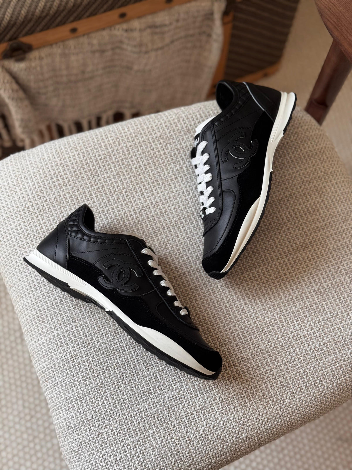 Chanel Trainers in Fabric and Embossed Suede Calfskin
