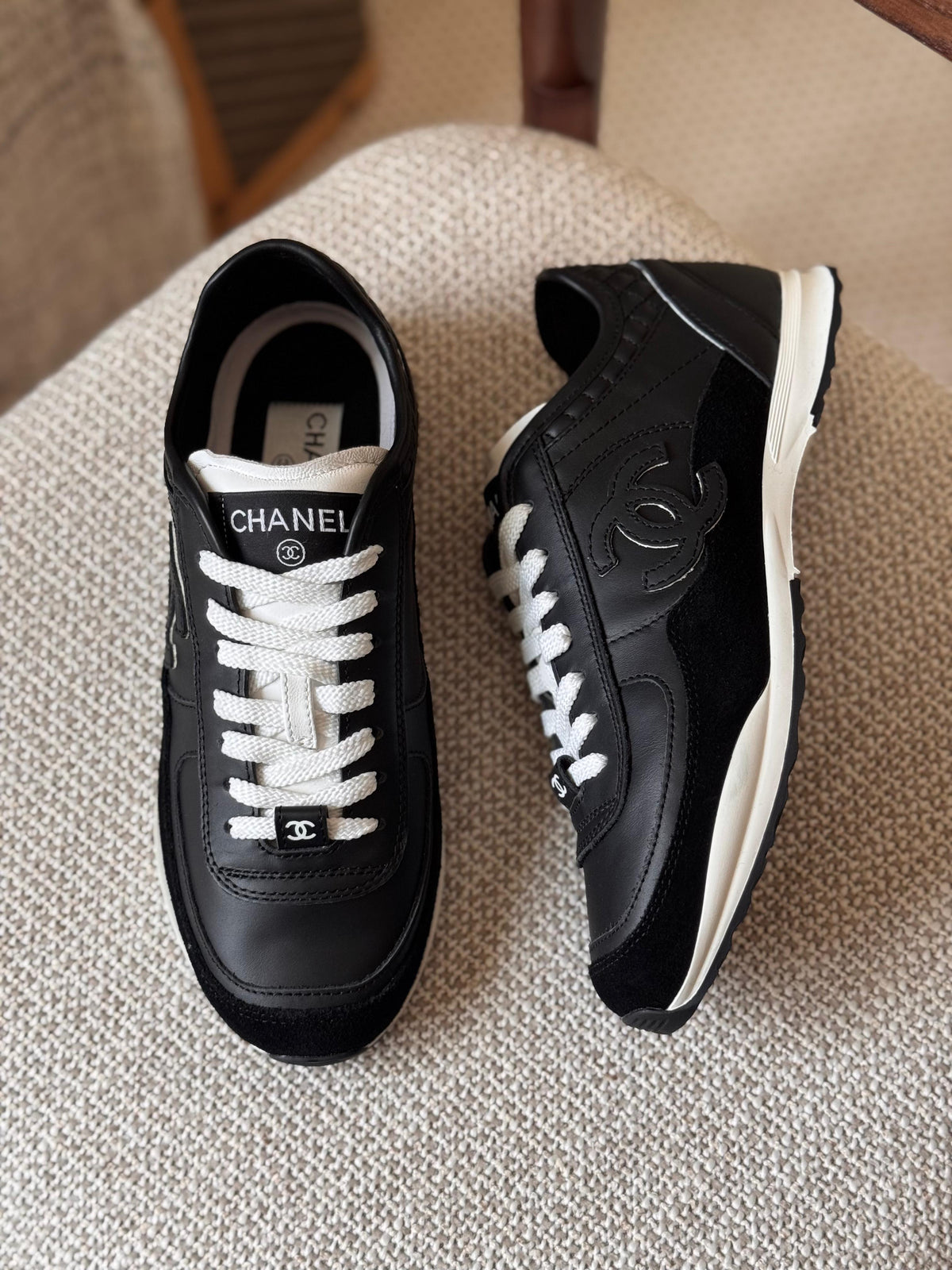 Chanel Trainers in Fabric and Embossed Suede Calfskin
