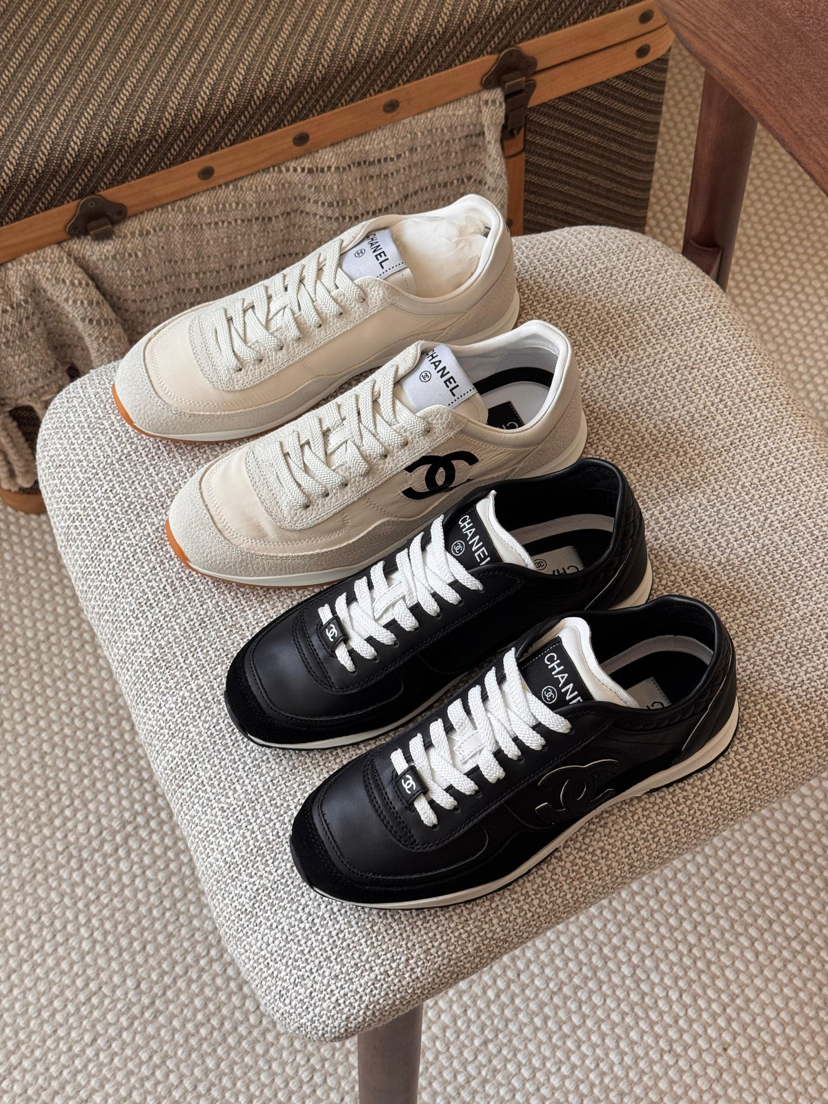 Chanel Trainers in Fabric and Embossed Suede Calfskin