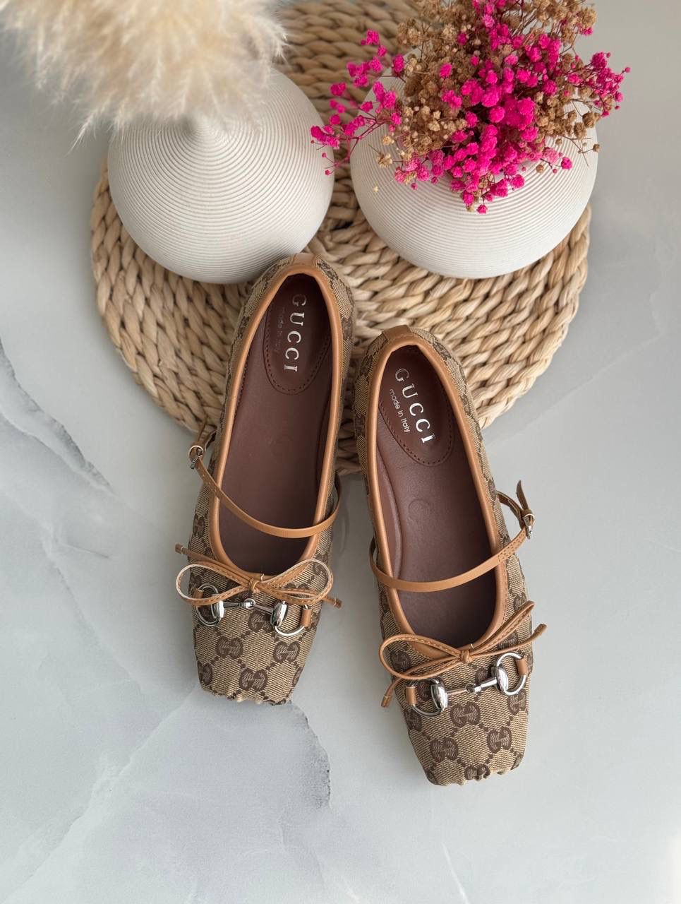 Buy Gucci Burgundy Horsebit Ballerina Flats - 3
