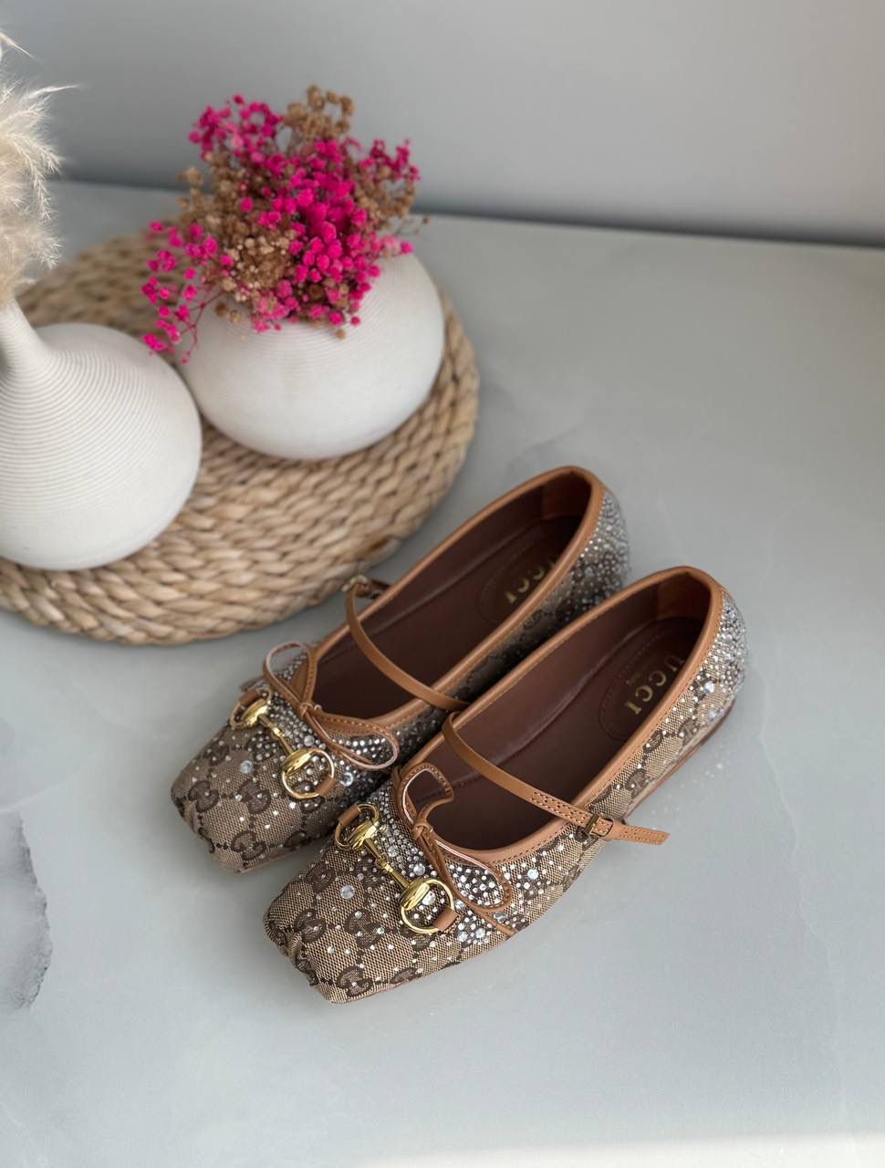 Buy Gucci Burgundy Horsebit Ballerina Flats - 15