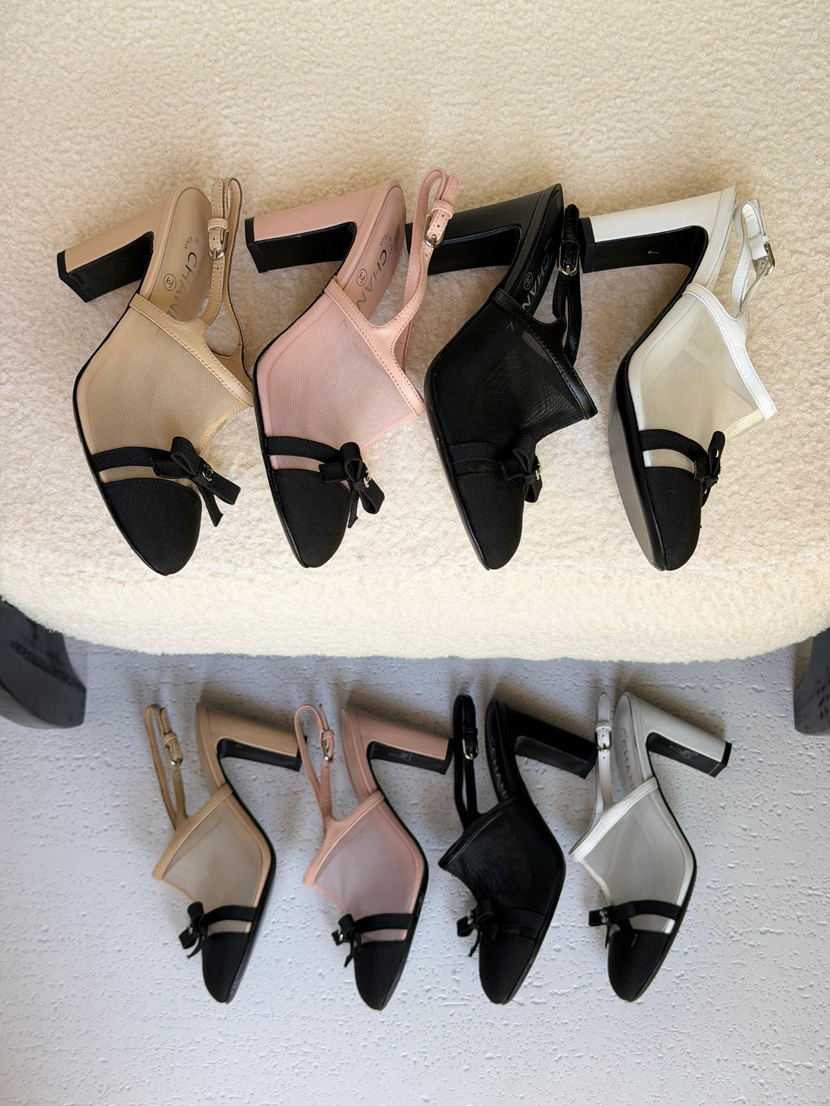 Chanel Heeled Slingbacks in Mesh and Grosgrain - 11