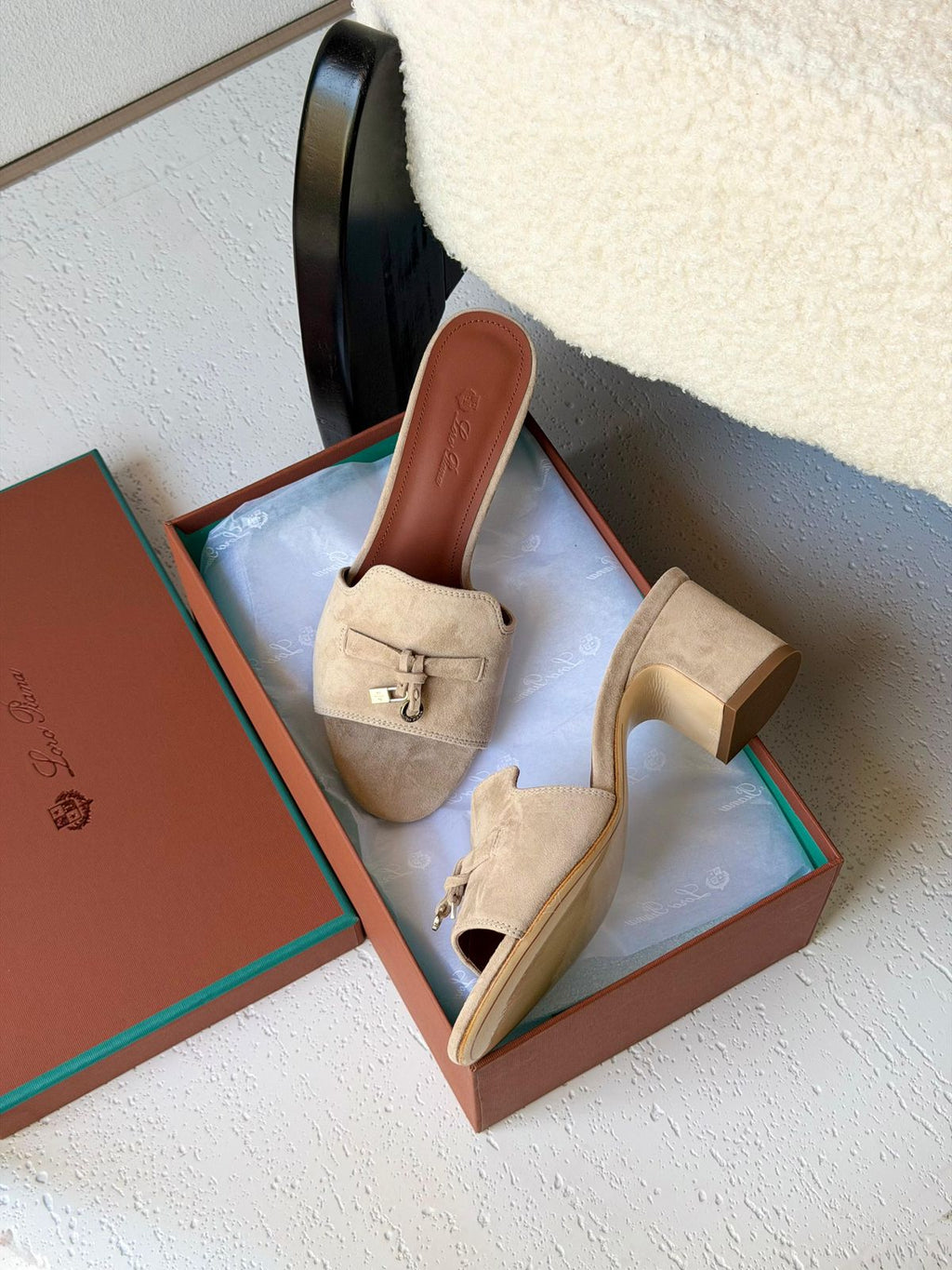 Loro Piana Summer Charms 55 Mule Sandals in Suede Goatskin - 2