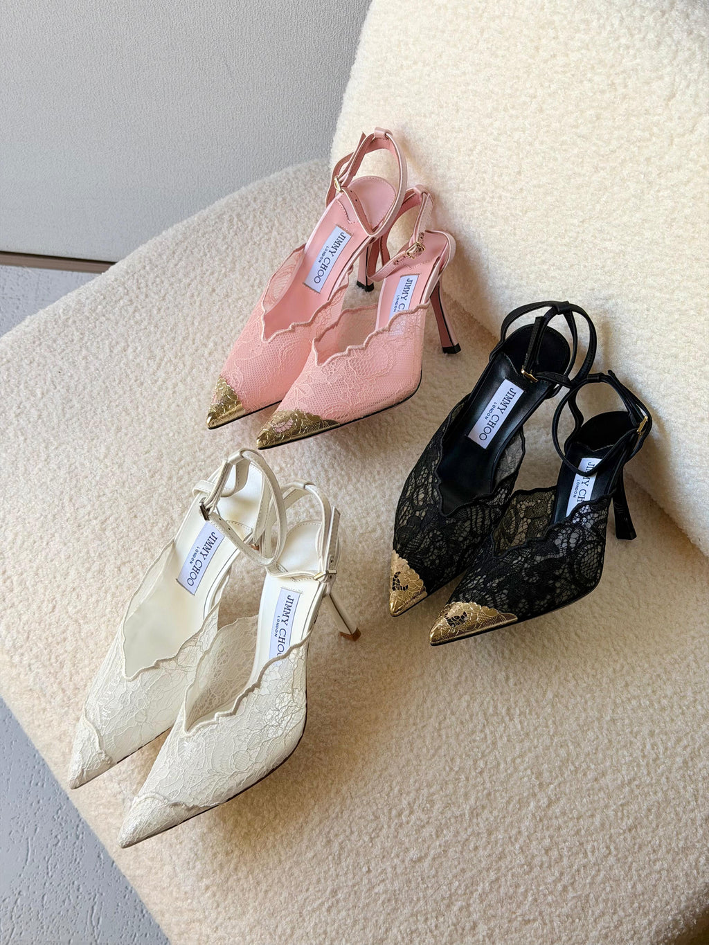 Jimmy Choo Black Faiz 100 Lace Pumps - 4