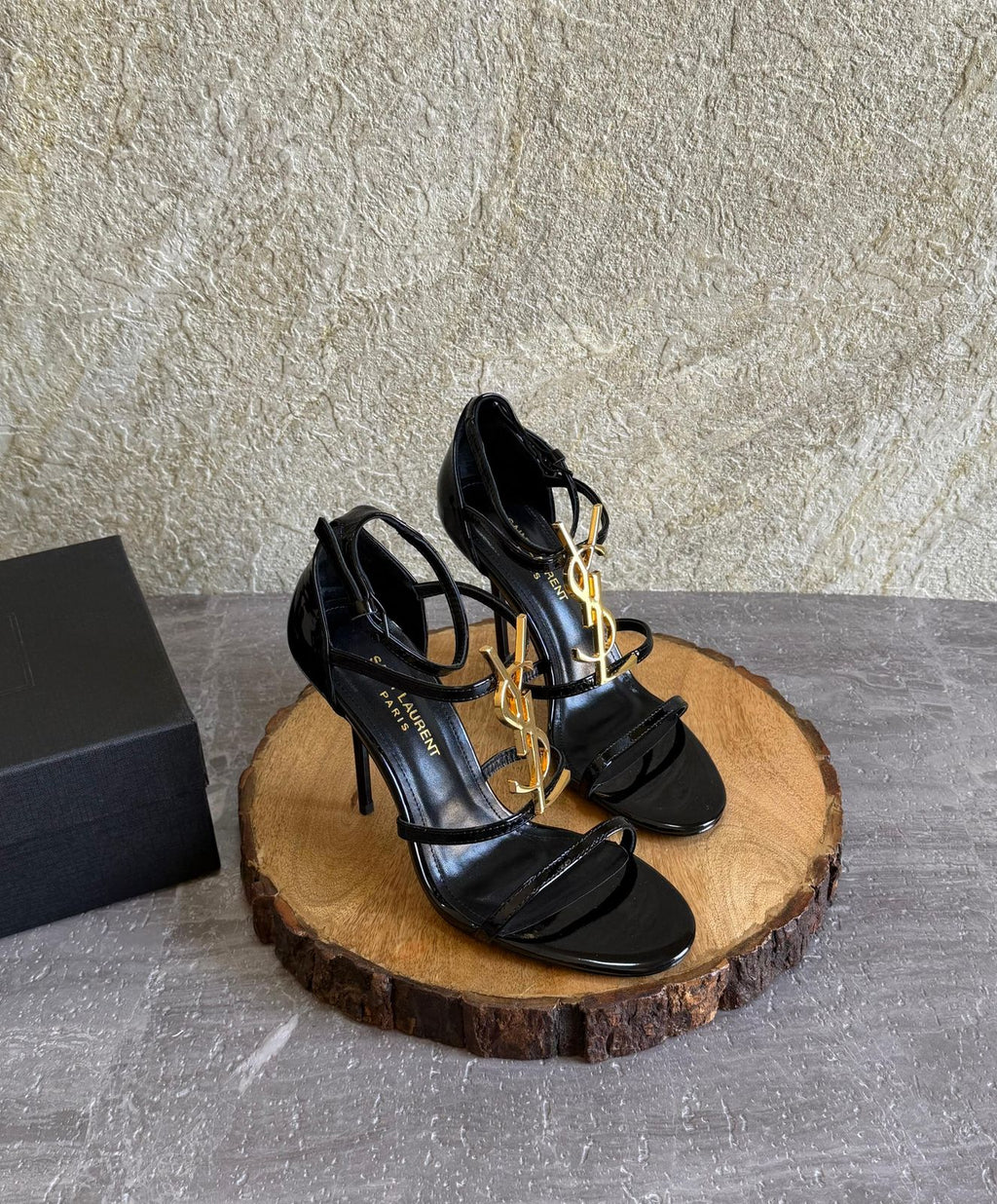 SAINT LAURENT Black Cassandra 100 Monogram Heels - 3