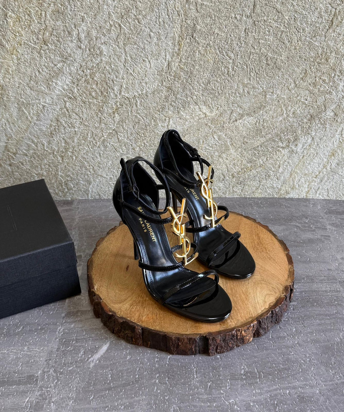 SAINT LAURENT Black Cassandra 100 Monogram Heels