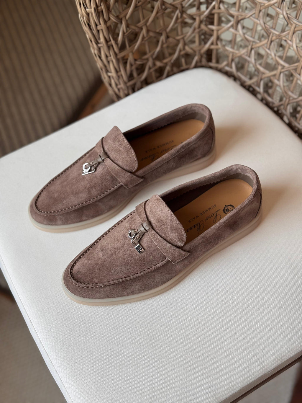 Loro Piana Summer Charms Walk Suede Loafers