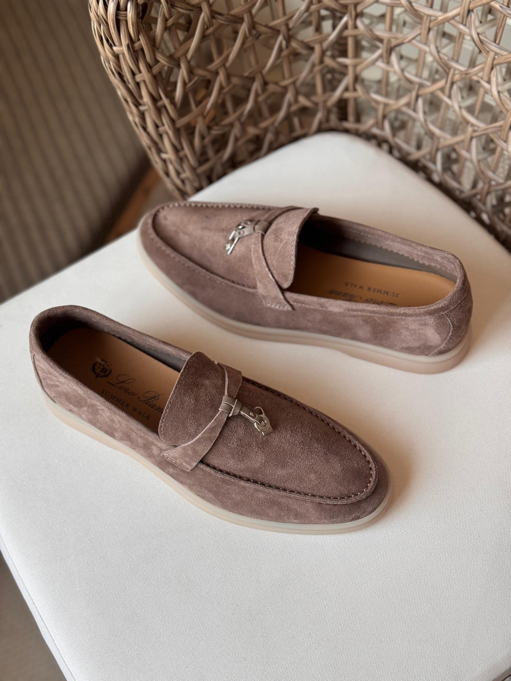 Loro Piana Summer Charms Walk Suede Loafers
