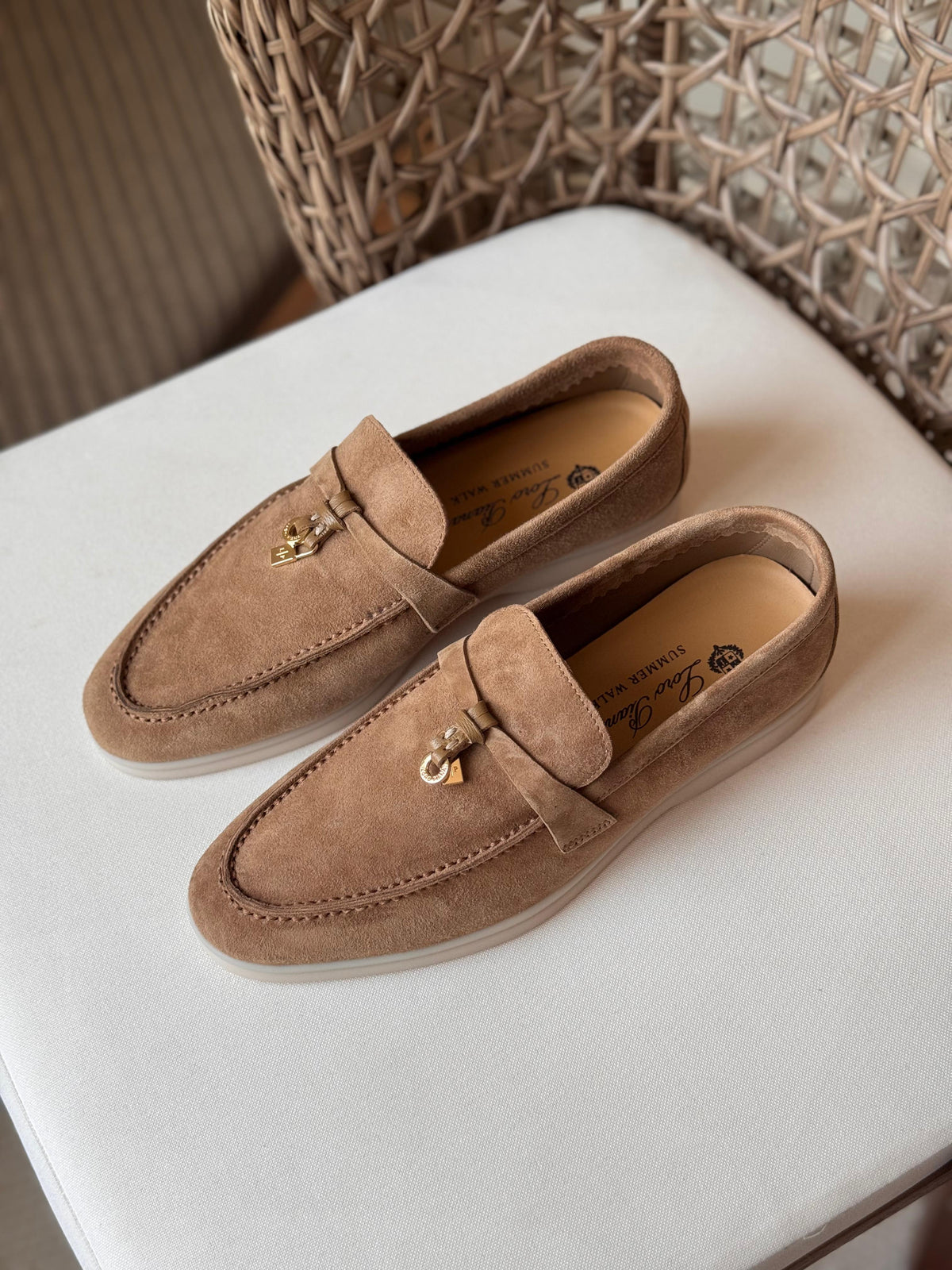 Loro Piana Summer Charms Walk Suede Loafers