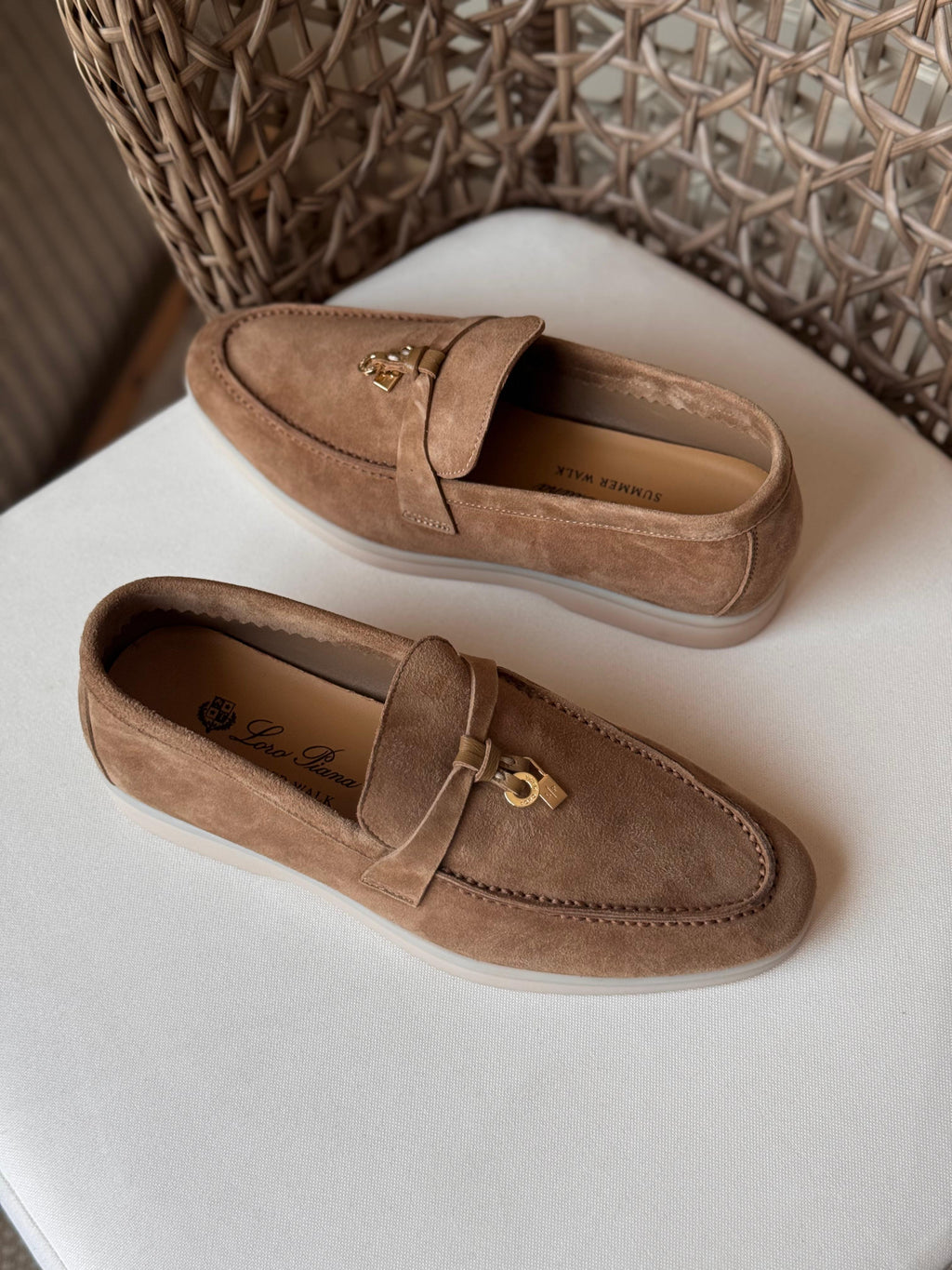Loro Piana Summer Charms Walk Suede Loafers