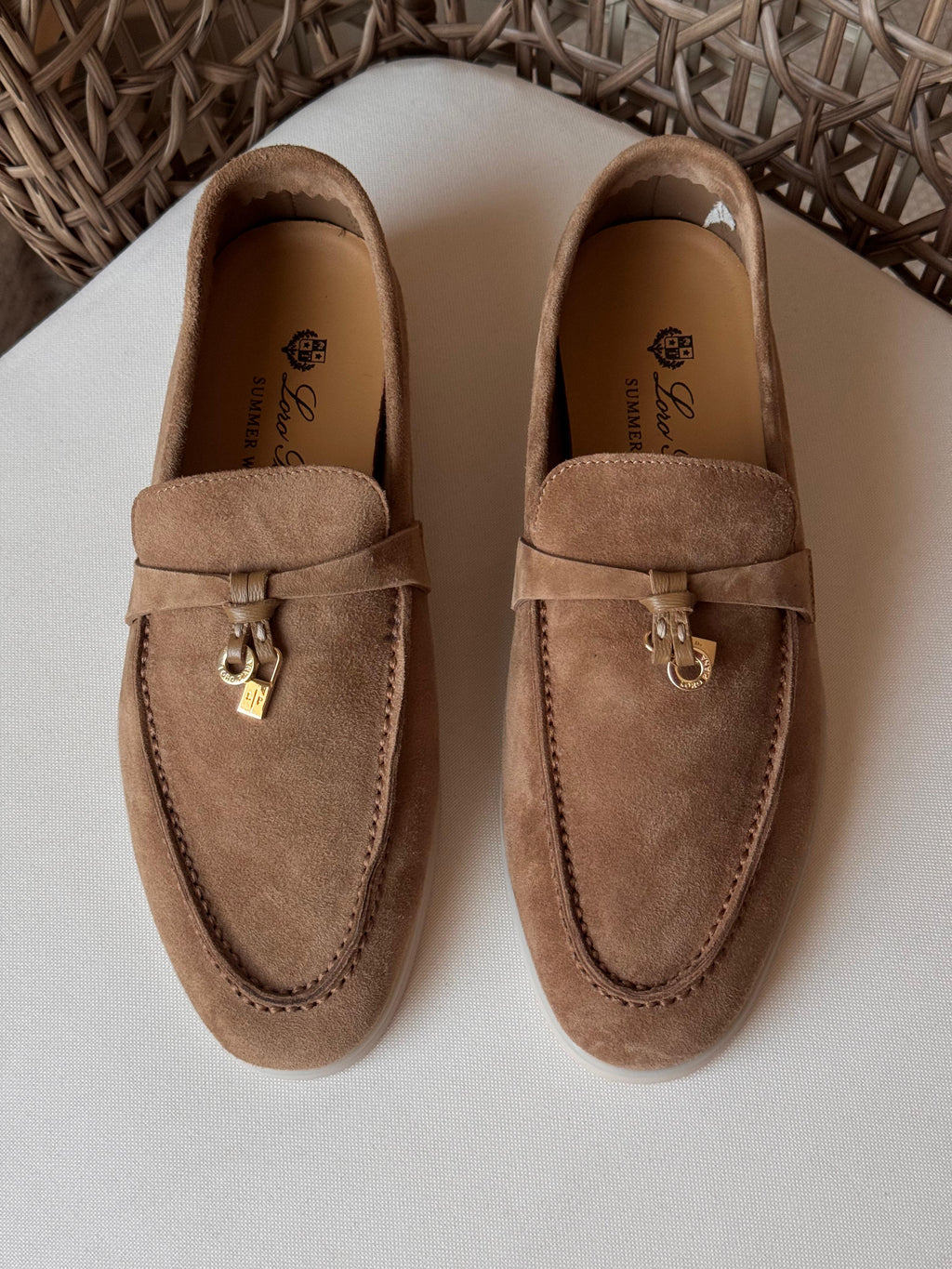 Loro Piana Summer Charms Walk Suede Loafers