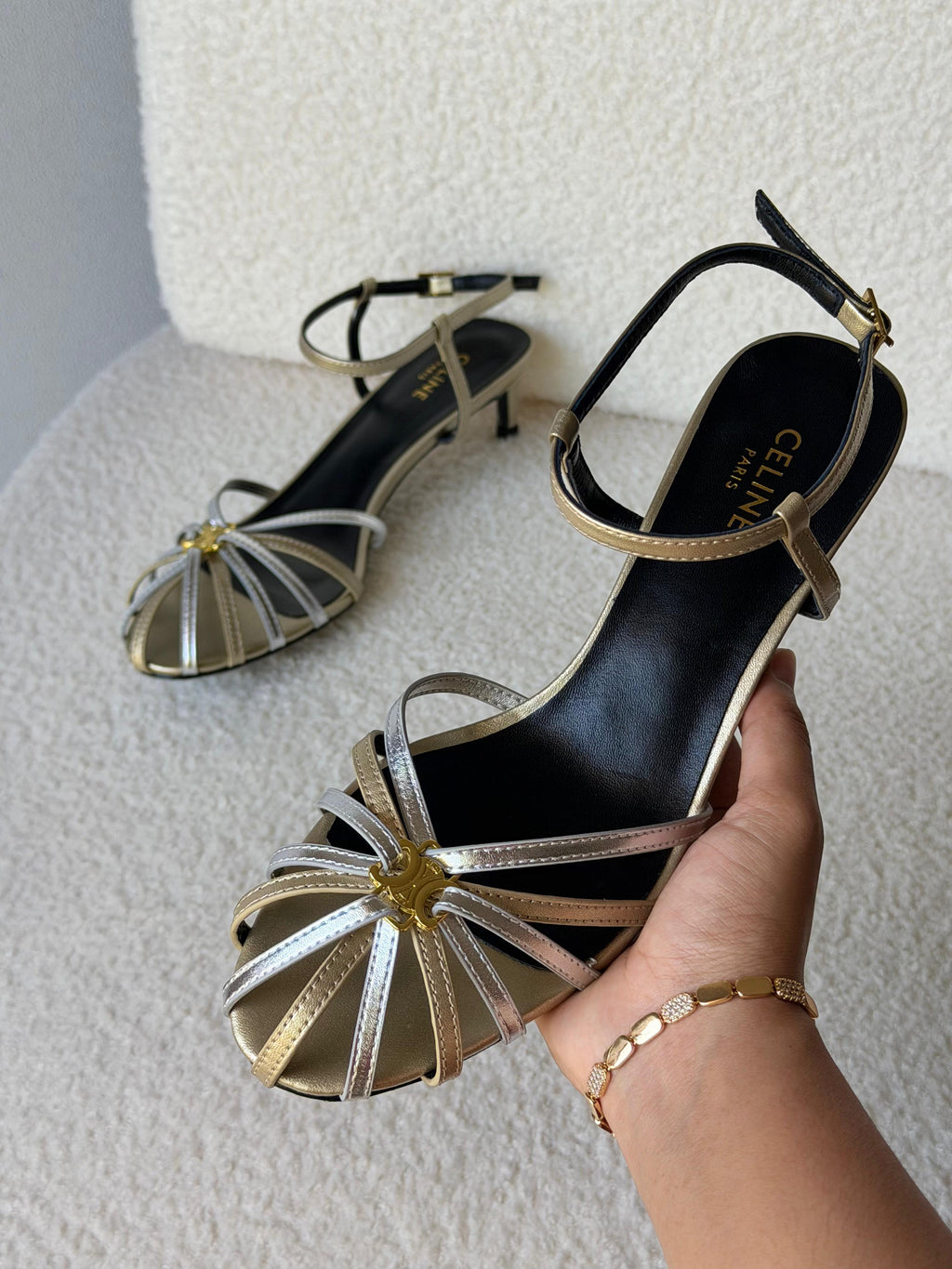 CELINE TRIOMPHE SANDAL IN LAMINATED CALFSKIN - 2