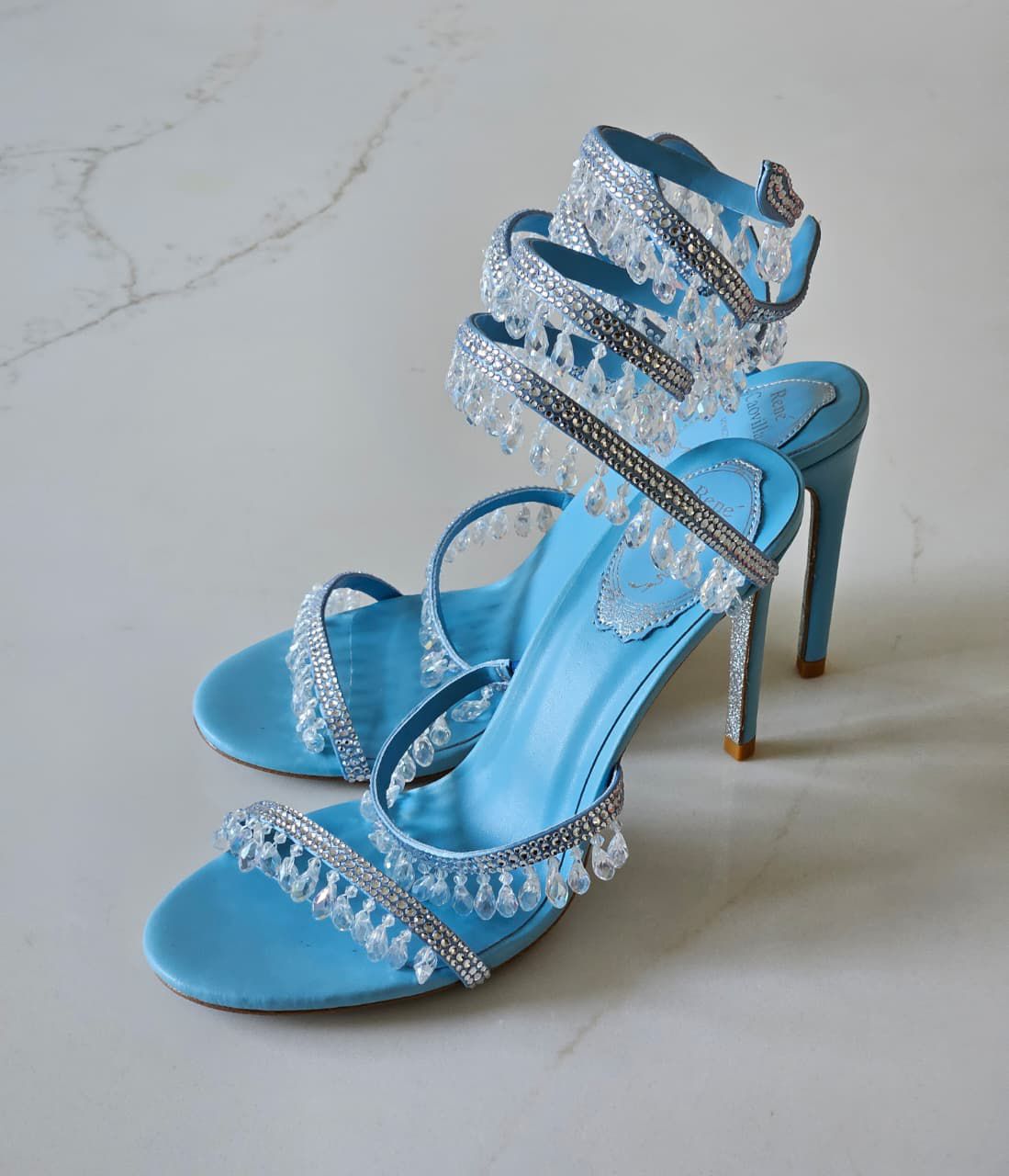 Buy René Caovilla Blue Chandelier 105 Sandals - 4