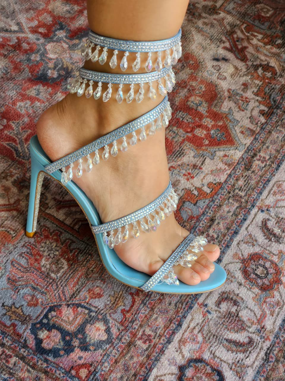 Buy René Caovilla Blue Chandelier 105 Sandals - 3